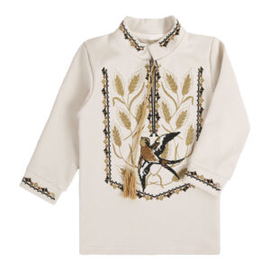 Вишиванка дитяча довгий рукав "Ластівка", Крем-брюле, 134 (9 років)