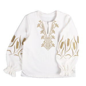 Вишиванка дитяча "Колоски" довгий рукав, Білий, 122 (7 років)