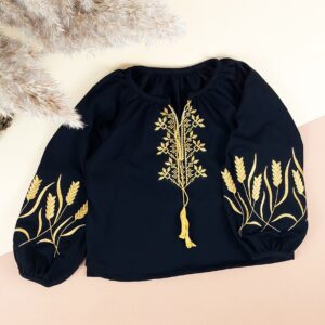 Вишиванка в чорному кольорі "Колоски", Чорний, 116 (6 років)