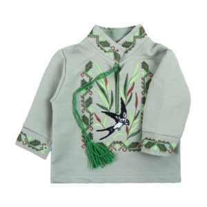 Ясельна вишиванка для хлопчика "Верба", Оливковий, 62 (3 міс)