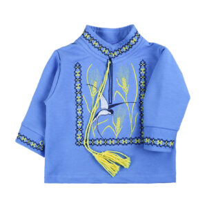 Ясельна вишиванка "Назарій" довгий рукав, Індіго, 62 (3 міс)