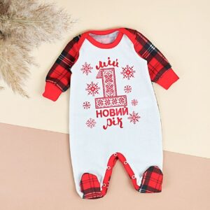 Ясельний комбінезон "Мій Перший Новий Рік. Орнамент", Червоний, 56 (від 0 міс)