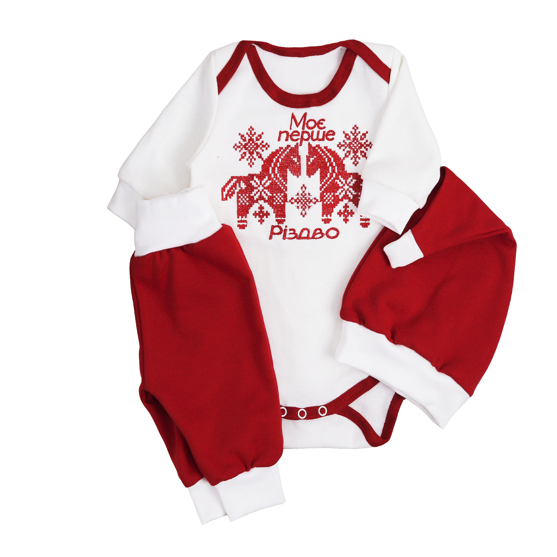 Ясельний комплект "Перше Різдво. Символ Року", Червоний, 62 (3 міс)