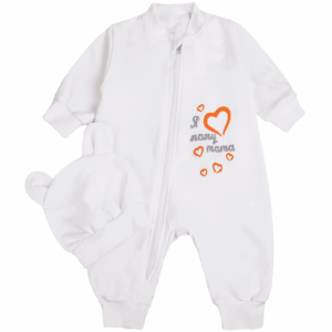 Ясельний ромпер + шапочка "Наш малюк", Білий, 68 (6 міс)