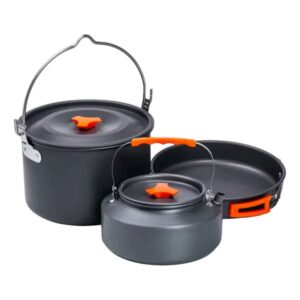 Набір туристичного посуду в сумці для походу та кемпінгу: каструля, сковорода, чайник HP39578C