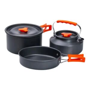 Набір туристичного посуду в сумці для походу та кемпінгу: каструля, сковорода, чайник HP39577C