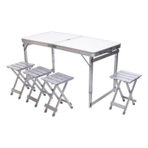 Розкладний стіл + 4 стільці кемпінговий набір для пікніка, риболовлі, відпочинку, туризму Білий JY-12061W