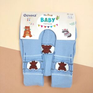 Махрові колготки під памперс "Звірята", Блакитний, 12-18