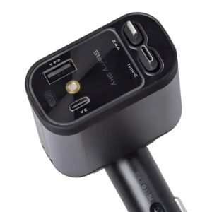 Автомобільний зарядний пристрій LED-проекція, зі швидкою зарядкою і висувними кабелями Apple Lightning/USB-С HP-B1