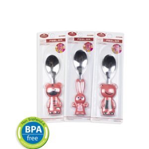 Ложка дитяча з нержавіючої сталі "Звірята", Червоний