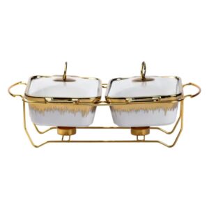 порцелянаовий марміт на 2 секції по 1 л золото HP1042
