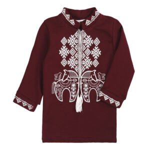 Вишиванка для хлопчика "Коники" довгий рукав, Бордовий, 92 (2 роки)