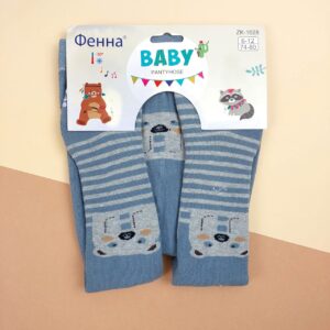 Махрові колготки під памперс "Звірята", Індіго, 12-18