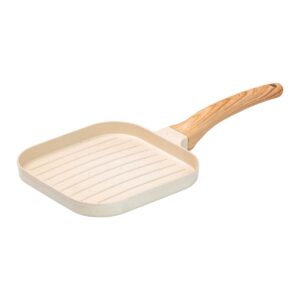 Сковорода гриль квадратна 18×18 см рифлена з гранітним покриттям бежева HP39568W