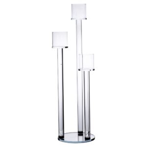 Підсвічник скляний на 3 свічки 16×57 см підсвічник декоративний прозорий на ніжці HP-4-15