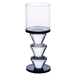 Підсвічник скляний 6×15.7 см на одну свічку підсвічник келих на ніжці декоративний Сірий HP-4-21L