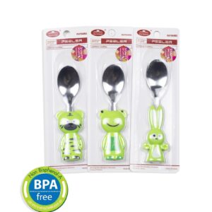 Ложка дитяча з нержавіючої сталі "Звірята", Зелений