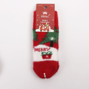 Шкарпетки новорічні дитячі норка, Бордовий, 12-24