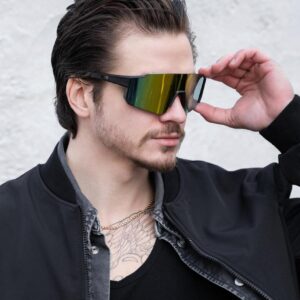 Чоловічі Стильні Сонцезахисні Поляризаційні Окуляри Without Visor Black&Yellow