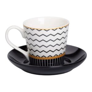 порцелянова чашка з чорним блюдцем 200 мл RX-N24708WH