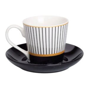 порцелянова чашка з чорним блюдцем 200 мл RX-N24708WP