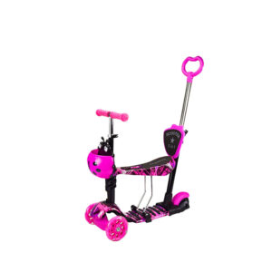Дитячий самокат з батьківською ручкою Bambi SC20482 колеса PU зі світлом Рожевий