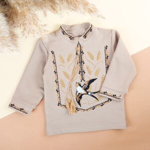 Вишиванка дитяча довгий рукав "Ластівка", Какао, 140 (10 років)