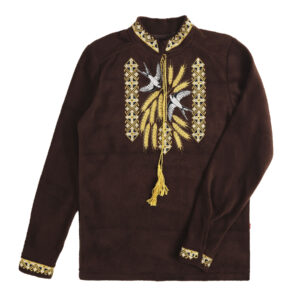 Вишиванка флісова "Лілея" довгий рукав, Шоколад, 128 (9 років)