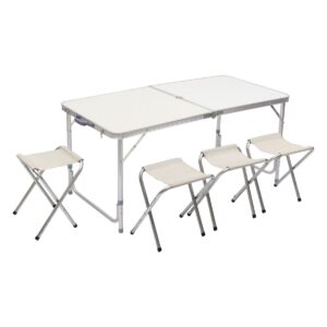 Стіл і 4 стільці для пікніка набір туристичних алюмінієвих складних алюмінієвих меблів для кемпінгу 8812-4