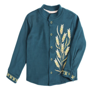 Флісова сорочка для хлопчика "Колоски", Смарагдовий, 104 (4 роки)