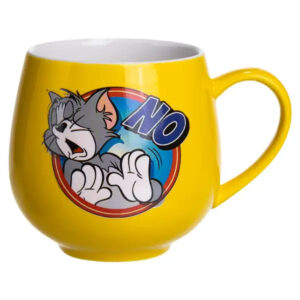 Святкова порцелянова чашка "Веселі Герої" 400 мл, Кружка дитяча із порцеляни на подарунок Жовта FM-13NO