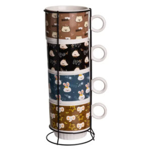 Набір порцелянових чашок для дітей на металевій підставці Toys 4 (шт) по 300 (мл) подарунковий набір чашок FM-15