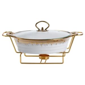 Мармітниця порцелянова 1 літр кругла, підставка з підігрівом HP1025