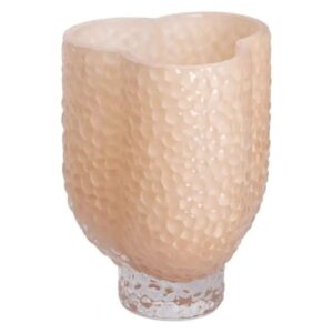 Ваза декоративна 13.5х13.5х18 см для квітів скляна фігурна фігурна ваза з кольорового скла 1 л Бежева HP-10-29