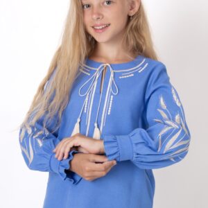 "Колоски" вишиванка для дівчинки в блакитному кольорі