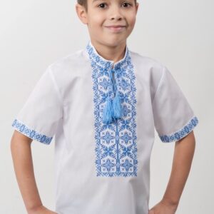 "Зірки" вишиванка для хлопчика з блакитним орнаментом