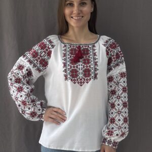 "Казимира" жіноча вишиванка з червоно-чорним орнаментом