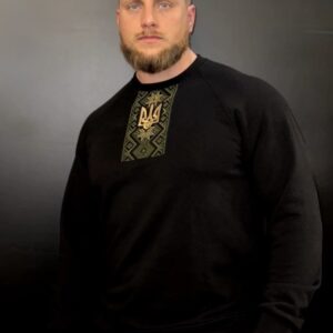 Чоловічий світшот з вишивкою у чорному кольорі