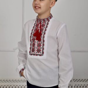 "Ігор" вишиванка для хлопчика з червоним орнаментом