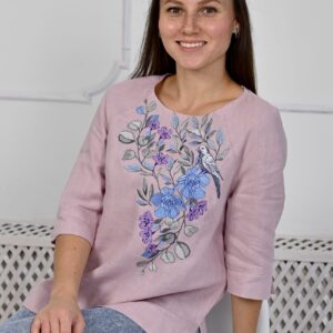 "Зозуля" жіноча лляна блуза з вишивкою