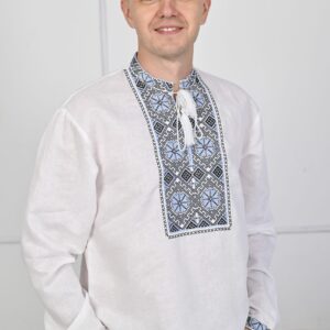 "Зоряна ніч" чоловіча вишиванка з блакитною вишивкою