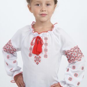 "Орнамент" вишиванка для дівчинки з червоною вишивкою