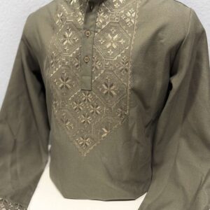 "Єлисей" чоловіча вишиванка в кольорі хакі