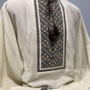 "Леонід" чоловіча вишиванка в бежевому кольорі