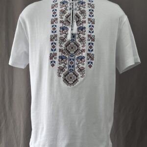 Чоловіча футболка вишиванка "Симфонія" у білому кольорі