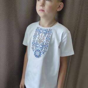 Дитяча футболка у білому кольорі з тризубом