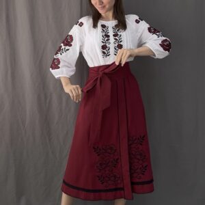 "Сукня зі спідницею" комплект в бордовому кольорі