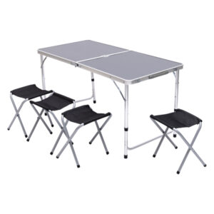 Розкладний стіл + 4 стільці кемпінговий набір для пікніка, риболовлі, відпочинку, туризму Чорний JY-12060B