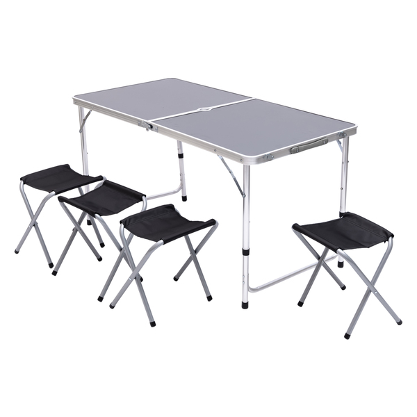Розкладний стіл + 4 стільці кемпінговий набір для пікніка, риболовлі, відпочинку, туризму Чорний JY-12060B