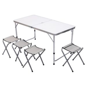 Набір складних меблів для кемпінгу стіл + 4 стільці набір меблів для пікніка туристичний Білий JY-12060W